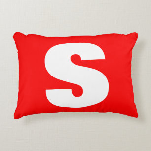 Inledande Brev Monogram Modern Stil Red White Prydnadskudde