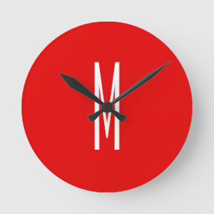 Inledande Brev Monogram Modern Stil Red White Rund Klocka