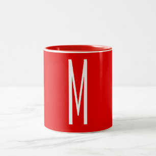 Inledande Brev Monogram Modern Stil Red White Två-Tonad Mugg