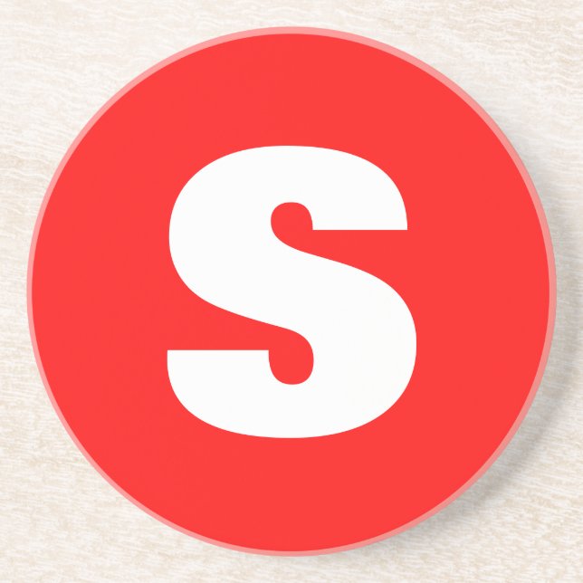 Inledande Brev Monogram Modern Stil Red White Underlägg (Framsidan)