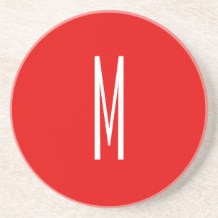 Inledande Brev Monogram Modern Stil Red White Underlägg
