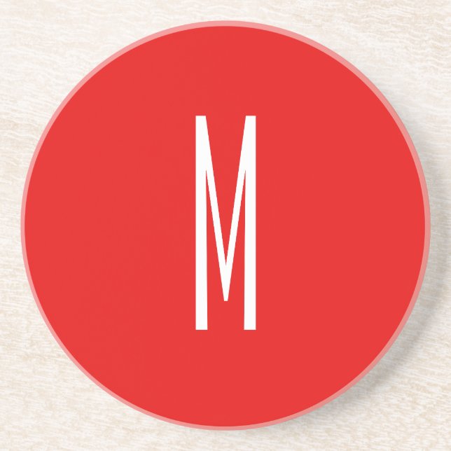 Inledande Brev Monogram Modern Stil Red White Underlägg (Framsidan)