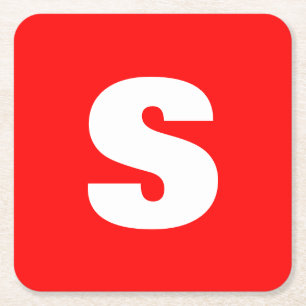 Inledande Brev Monogram Modern Stil Red White Underlägg Papper Kvadrat