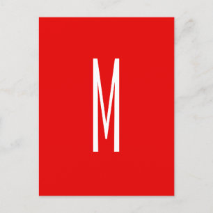 Inledande Brev Monogram Modern Stil Red White Vykort