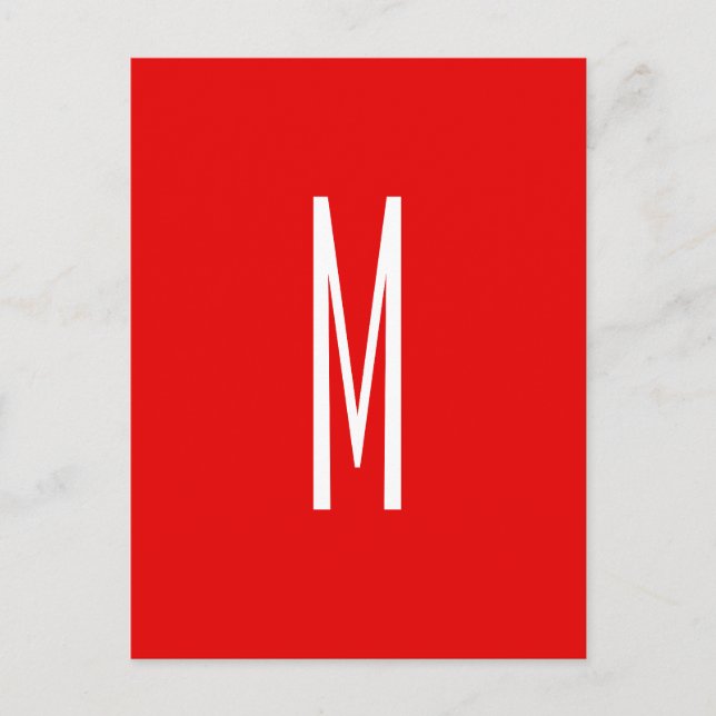 Inledande Brev Monogram Modern Stil Red White Vykort (Framsida)
