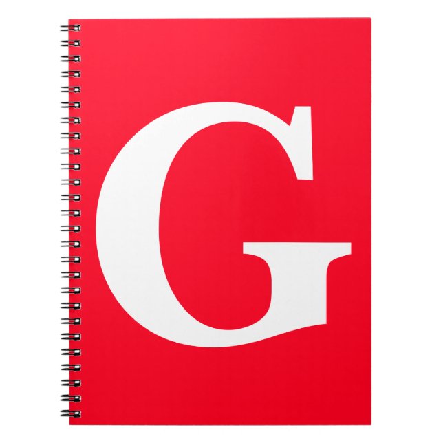 Inledande Brev Monogram Red White Plain Simple Anteckningsbok (Framsidan)