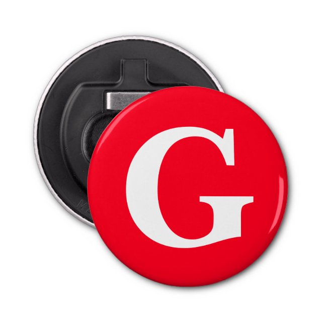 Inledande Brev Monogram Red White Plain Simple Flasköppnare (Framsidan)