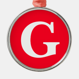Inledande Brev Monogram Red White Plain Simple Julgransprydnad Metall
