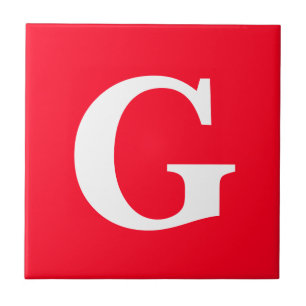 Inledande Brev Monogram Red White Plain Simple Kakelplatta