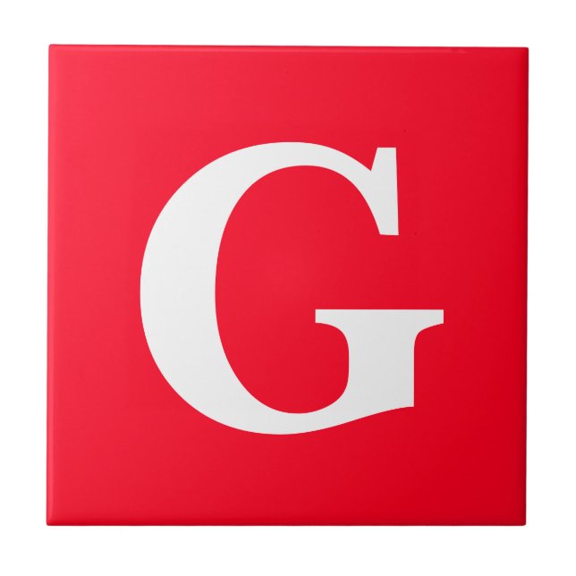 Inledande Brev Monogram Red White Plain Simple Kakelplatta (Framsidan)