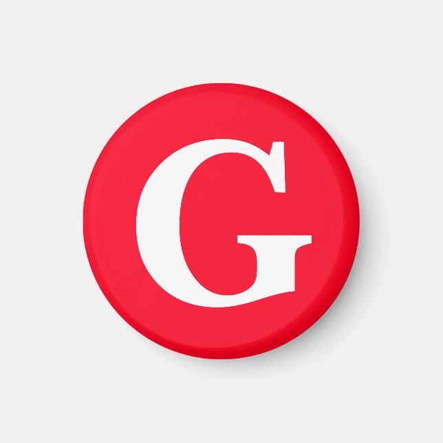 Inledande Brev Monogram Red White Plain Simple Magnet (Framsidan)