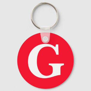 Inledande Brev Monogram Red White Plain Simple Nyckelring
