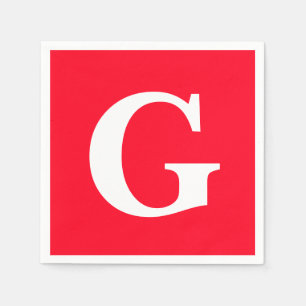 Inledande Brev Monogram Red White Plain Simple Pappersservett