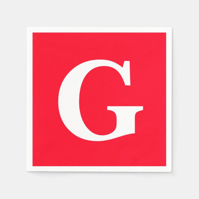 Inledande Brev Monogram Red White Plain Simple Pappersservett (Framsidan)