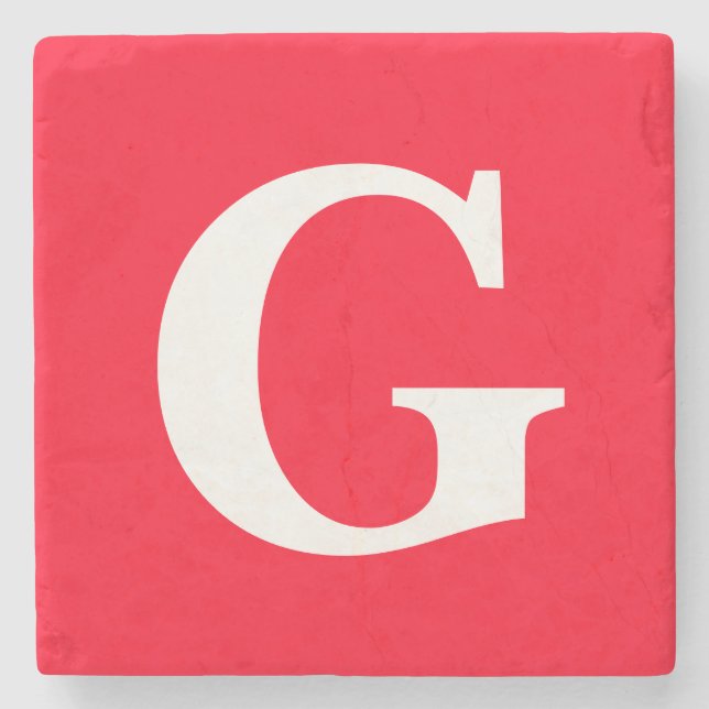 Inledande Brev Monogram Red White Plain Simple Stenunderlägg (Framsidan)