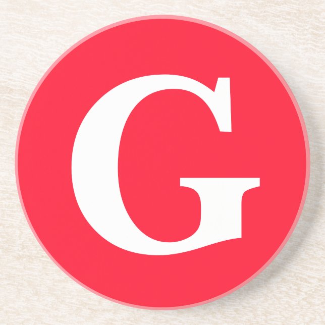 Inledande Brev Monogram Red White Plain Simple Underlägg (Framsidan)