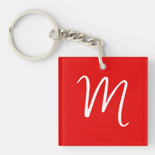 Inledande Brev Monogram Snyggt Red White