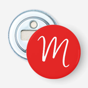 Inledande Brev Monogram Snyggt Red White Flasköppnare