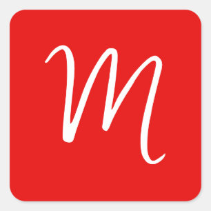 Inledande Brev Monogram Snyggt Red White Fyrkantigt Klistermärke
