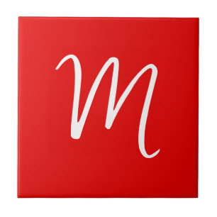 Inledande Brev Monogram Snyggt Red White Kakelplatta