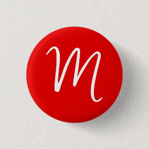 Inledande Brev Monogram Snyggt Red White Knapp
