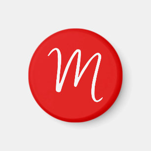 Inledande Brev Monogram Snyggt Red White Magnet