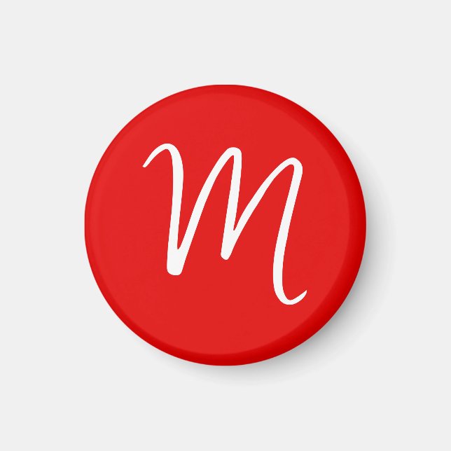 Inledande Brev Monogram Snyggt Red White Magnet (Framsidan)