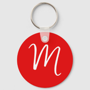 Inledande Brev Monogram Snyggt Red White Nyckelring