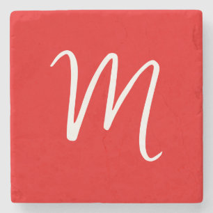 Inledande Brev Monogram Snyggt Red White Stenunderlägg