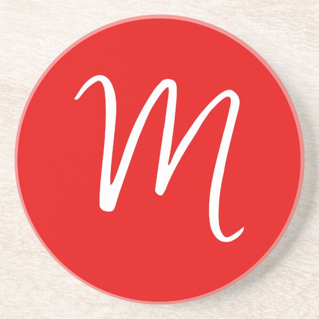 Inledande Brev Monogram Snyggt Red White Underlägg (Framsidan)