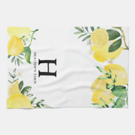 Inledande Brev Monogrammed Lemon Garden Kökshandduk