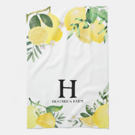 Inledande Brev Monogrammed Lemon Garden Kökshandduk