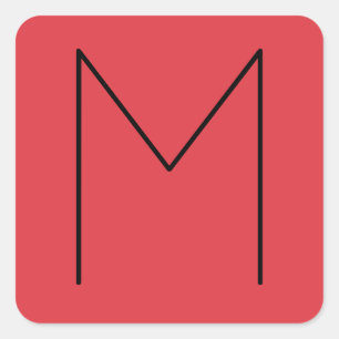 Inledande Brev Monogrammed Modern Minimalist Red Fyrkantigt Klistermärke