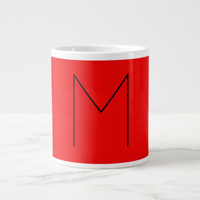 Inledande Brev Monogrammed Modern Minimalist Red Jumbo Mugg (Framsidan)
