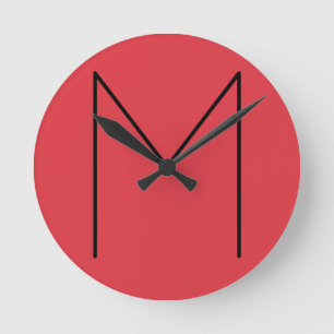 Inledande Brev Monogrammed Modern Minimalist Red Rund Klocka