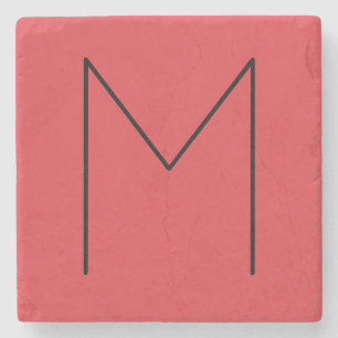 Inledande Brev Monogrammed Modern Minimalist Red Stenunderlägg