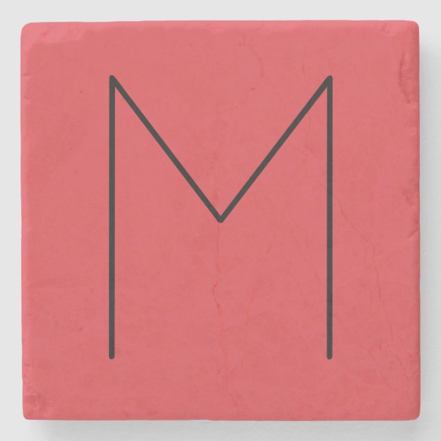 Inledande Brev Monogrammed Modern Minimalist Red Stenunderlägg (Framsidan)