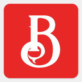 Inledande Brev monogrammed Red White Classical Fyrkantigt Klistermärke