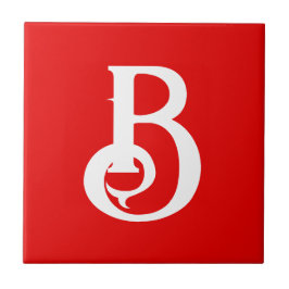 Inledande Brev monogrammed Red White Classical Kakelplatta