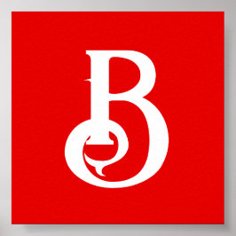 Inledande Brev monogrammed Red White Classical Poster