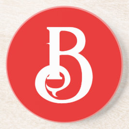 Inledande Brev monogrammed Red White Classical Underlägg