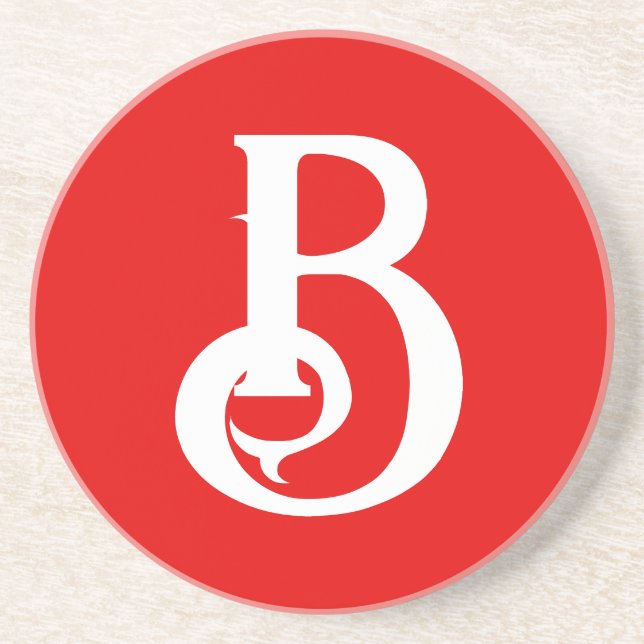 Inledande Brev monogrammed Red White Classical Underlägg (Framsidan)