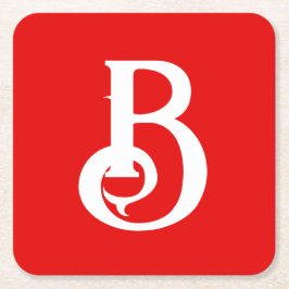 Inledande Brev monogrammed Red White Classical Underlägg Papper Kvadrat