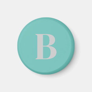 Inledande Brev Unik Light Teal Grått Monogram Magnet