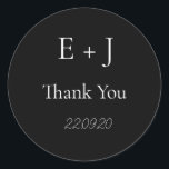 Inledande Bröllop Classic-märke för elegant Monogr Runt Klistermärke<br><div class="desc">Enkel Elegant Monogram Bröllop Classic-etikett</div>