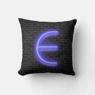 Inledande E i Neon Marquee on Brick Kudde