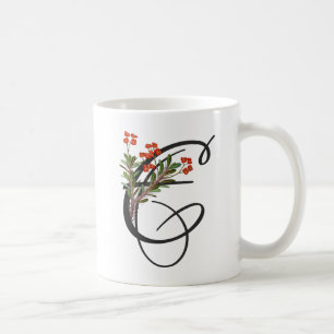 Inledande E, Vintage Euphorbia Coffee Mugg