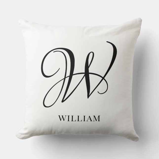 Inledande Elegant av Personlig Vit monogram Kudde (Framsida)