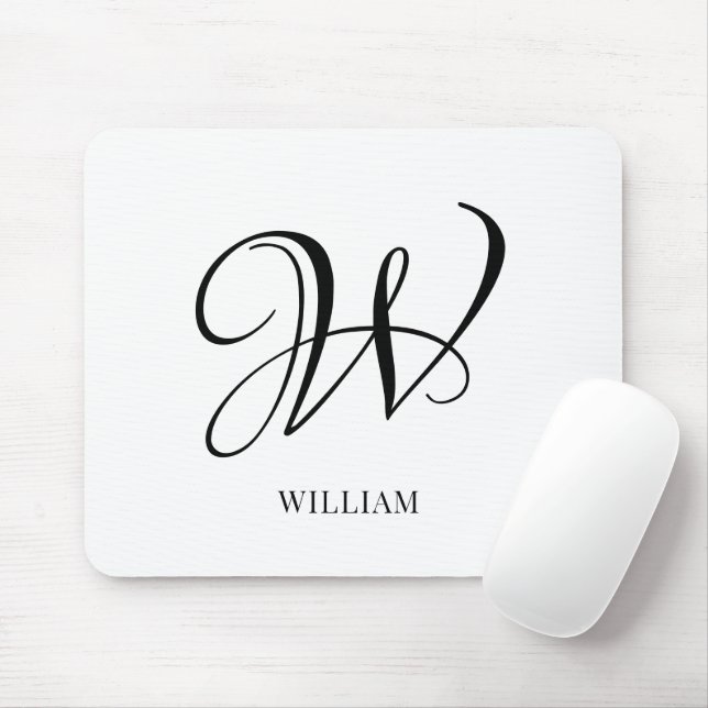 Inledande Elegant av Personlig Vit monogram Musmatta (Med mus)