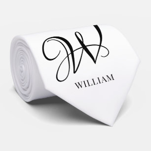 Inledande Elegant av Personlig Vit monogram Slips